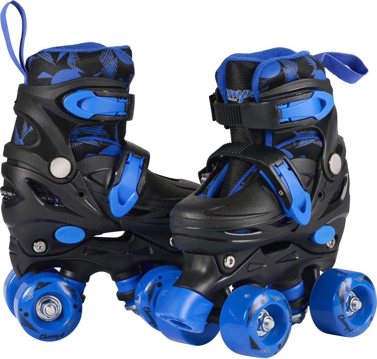 Champz Verstelbare Rolschaatsen | Zwart/Blauw | Maat 27-30 | Soepel Rollende 608Z Wielen | Stijlvol en Comfortabel